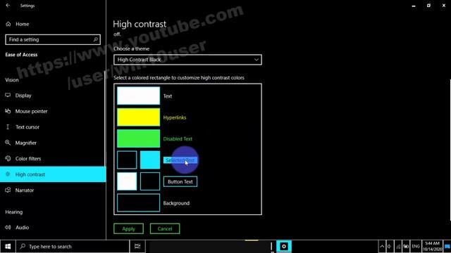 Windows 10 Home : How to change high contrast mode selected text color смотреть онлайн