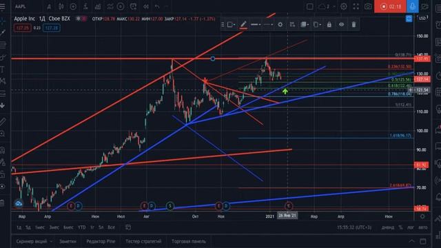 Обзор акции AAPL_(Apple) INC с точкой входа от 18.01.2021. смотреть онлайн