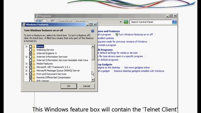 Enabling Telnet on Windows 7 & Vista смотреть онлайн