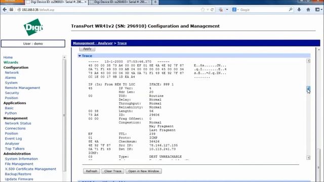 Using the Digi TransPort router's Analyser Trace to capture traffic смотреть онлайн