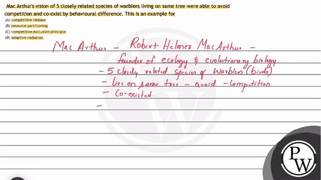 Mac Arthur's vision of 5 closely related species of warblers living on same tree were able to av... смотреть онлайн