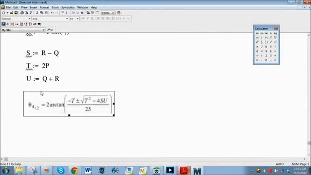 Inverted Slider Crank in Mathcad V15.0 p2 смотреть онлайн