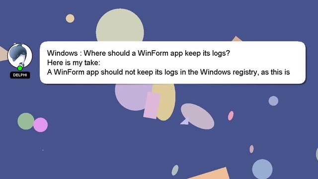 Windows : Where should a WinForm app keep its logs? смотреть онлайн
