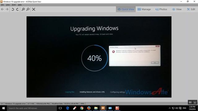 Windows 10 upgrade stuck at 40% (Installing features and drivers 23%) смотреть онлайн