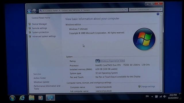 Windows 7 - PC information page смотреть онлайн
