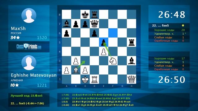 Chess Game Analysis: Eghishe Matevosyan - MaxSh : 0-1 (By ChessFriends.com) смотреть онлайн