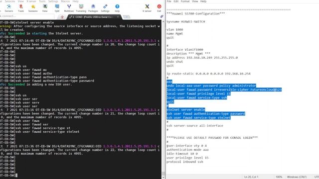 SSH Configuration of Huawei Switch смотреть онлайн