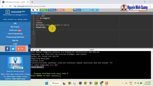 Hướng dẫn lập trình Pascal Online, không cần cài Phần mềm смотреть онлайн