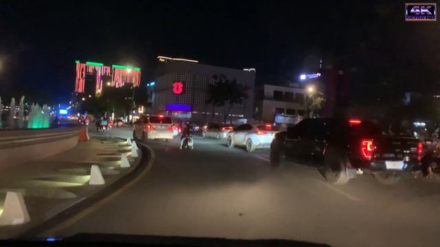 Night Street View City Road In Phnom Penh смотреть онлайн