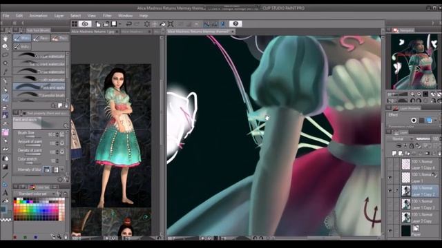 Alice: Madness Returns Fan Art Mermay Themed Manga/Clip Studio Paint SPEED DRAW смотреть онлайн