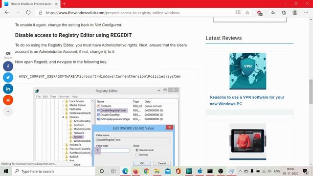 How to Enable or Prevent access to Registry Editor in Windows 10 смотреть онлайн