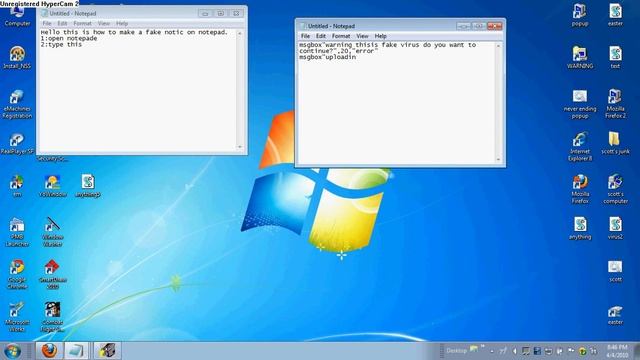 how to make a fake virus on notepad for windows 7,xp,vista ans so on смотреть онлайн