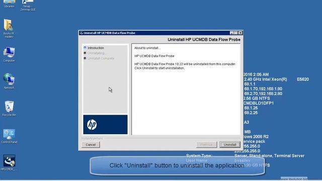 Uninstall HP DFP 10.22 on Windows 2008 R2 смотреть онлайн