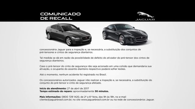 Comunicado de Recall | Jaguar XE e F-TYPE смотреть онлайн