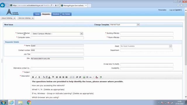 Creating a Service Desk Request - Issue смотреть онлайн