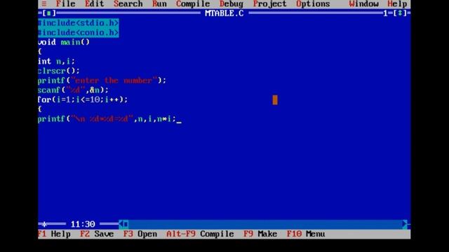 C PROGRAM MULTIPLICATION TABLE OF ANY NUMBER | TURBOC COMPILER | WINDOWS 7,8,9,10,10PRO,11. смотреть онлайн