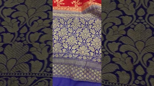 Deep Apple Red and Midnight Blue Color Pure Georgette Banarasi смотреть онлайн