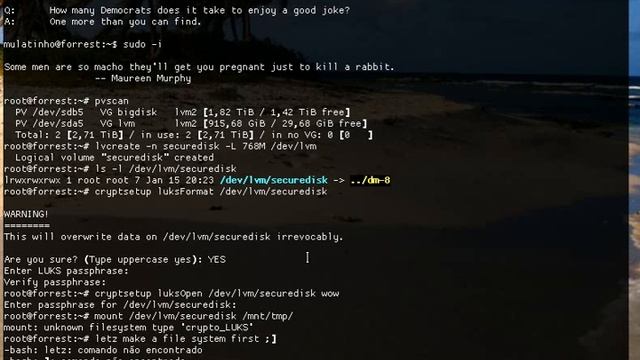 Howto encrypt an LVM volume using cryptsetup смотреть онлайн