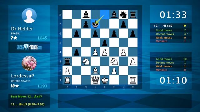 Chess Game Analysis: LordessaP - Dr Helder : 1-0 (By ChessFriends.com) смотреть онлайн