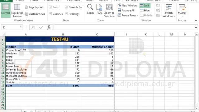 Split the window vertically between the columns D and E. Display the columns A through C on the... смотреть онлайн
