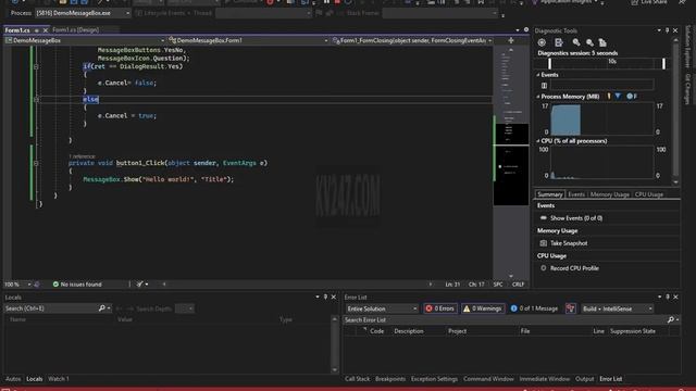 Demo MessageBox, C#, Windows Form смотреть онлайн