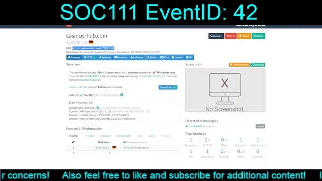 SOC111 EventID: 42 (Traffic to Malware Domain) [Jan. 30, 2021, 5:25 p.m.] смотреть онлайн