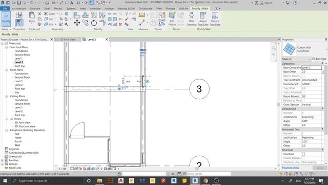Revit Beginner Tutorial EP4 -Create curtain wall, railing, glass door- House 5m x 17m смотреть онлайн