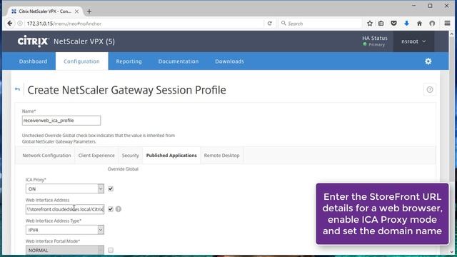 Citrix NetScaler Gateway 11.1 Configure ICA Only смотреть онлайн