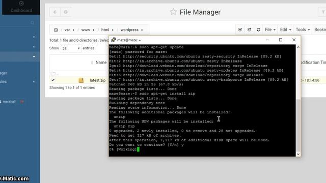 How to Extract and Archive Zip Files in Webmin File Manager Running on Ubuntu Server смотреть онлайн