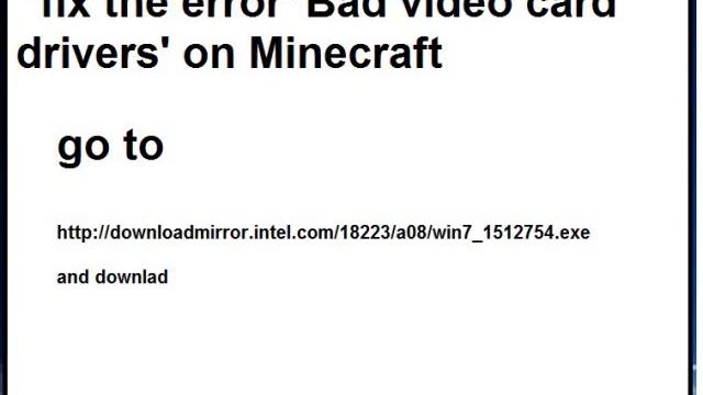 fix minecraft bad video card drivers.wmv смотреть онлайн