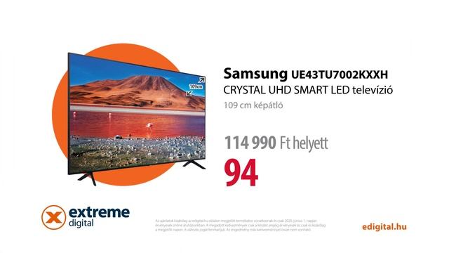 Extreme Digital - Boxing Day - Samsung UE43TU7002 Crystal UHD SMART LED Televízió смотреть онлайн
