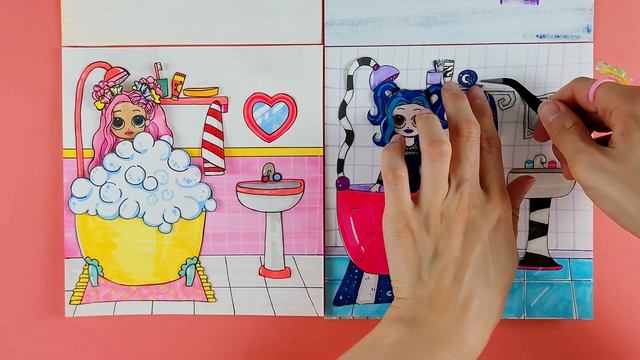 DIY] LOL Surprise OMG Paper Doll house Moonlight BB & Sunshine Gurl 🌜🌞💙💛 смотреть онлайн