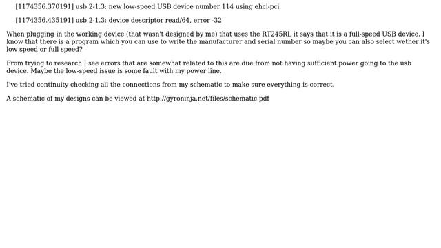 Electronics: FT245RL - device descriptor read/64, error -32 on connect (2 Solutions!!) смотреть онлайн