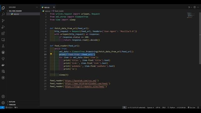 Пишем консольный feedreader на Python смотреть онлайн