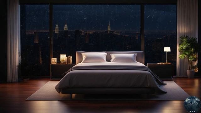 Rain Sound For Sleeping Sleep Instantly with ASMR Rain & Thunder Sound in the bedroom window смотреть онлайн