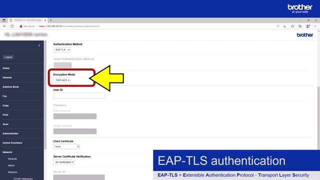 How to connect a Brother device to an 802 1x EAP-TLS enterprise network смотреть онлайн