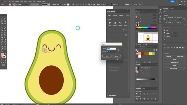 РИСУЕМ 3D АВОКАДО С ЛИЦОМ В СТИЛЕ KAWAII | УРОК В ADOBE ILLUSTRATOR смотреть онлайн