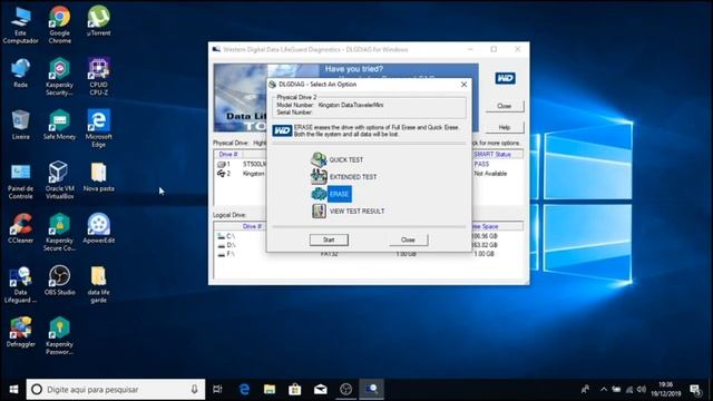 Como corrigir erros no HD, SSD, Pendrive, Cartão SD com (Data Lifeguard Diagnostic) смотреть онлайн