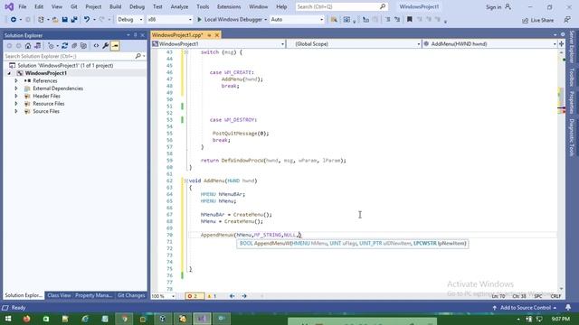 HOW TO ADD MENU TO WINDOW , WINAPI PROGRAMMING USING C/C++ , DESKTOP APPLICATION DEVELOPMENT COURSE смотреть онлайн