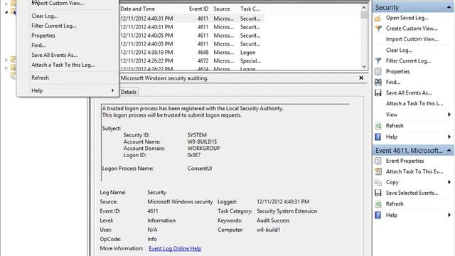 Windows 8.0 Professional - Halt the Computer When the Security Log is Full смотреть онлайн