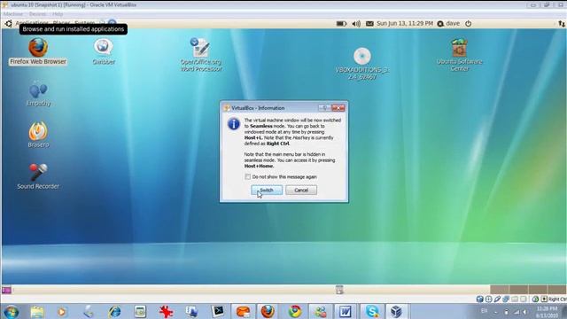 Ubuntu 10 on Virtual Box смотреть онлайн