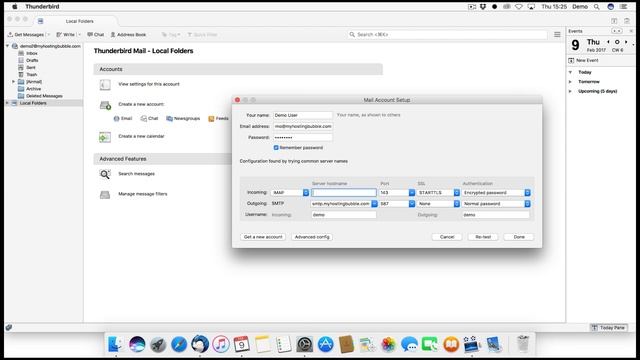 My Hosting Bubble, Thunderbird Email Account Setup.