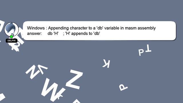Windows : Appending character to a 'db' variable in masm assembly смотреть онлайн
