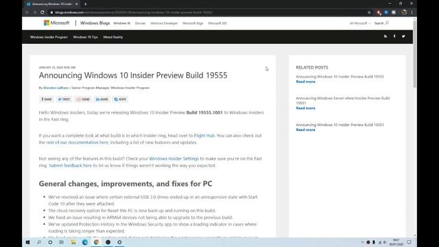 Windows 10 Insider Preview Build 19555 (Fast Ring) Download смотреть онлайн