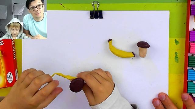 Лепим с детьми - Простая лепка - Арбуз, Банан, Грибок смотреть онлайн