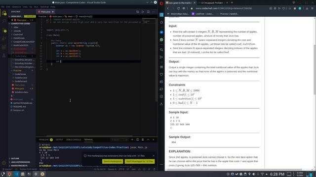 Code - O - War : Problem 6 || JoJo goes to the market || Dynamic Programming || 0-1 Knapsack || смотреть онлайн