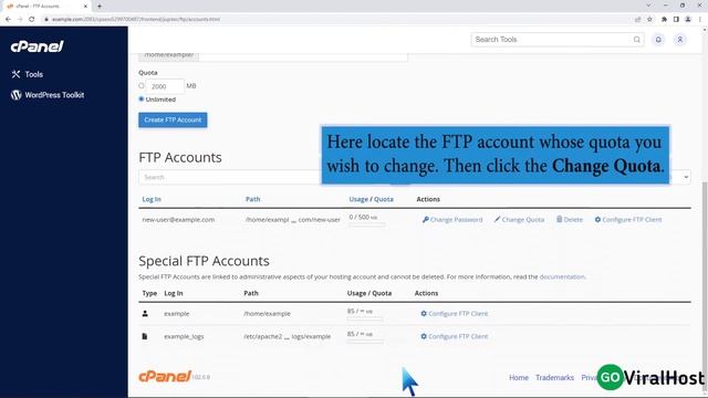 How to change the FTP User Quota in cPanel GoViralHost смотреть онлайн