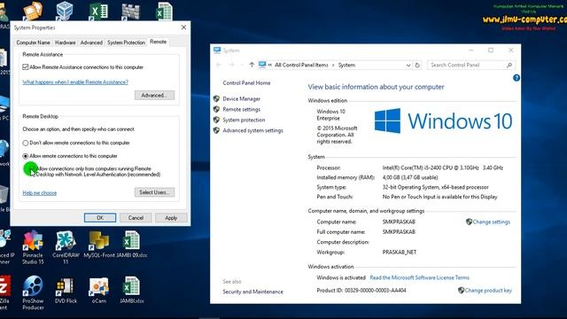Setting Remote Dekstop Di Windows 10 смотреть онлайн