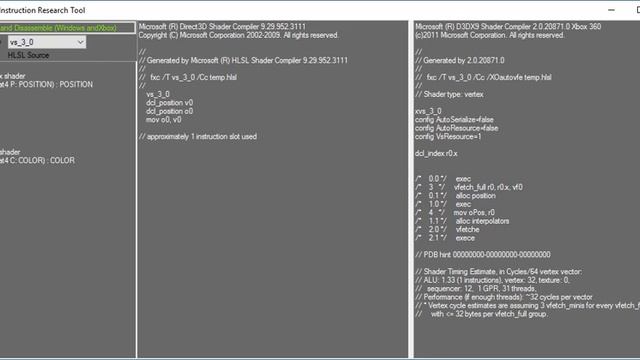 Xbox360/Windows Shader Instruction Research Tool смотреть онлайн