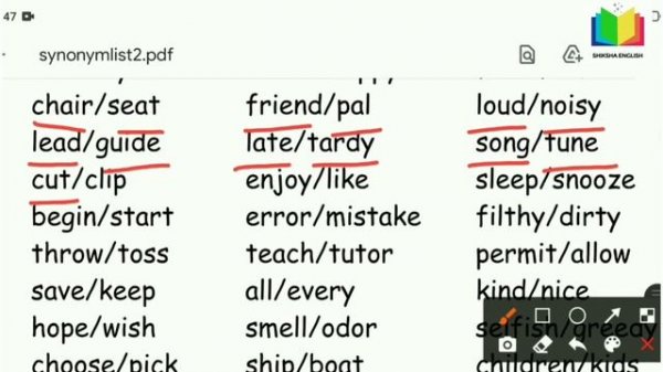 Synonyms in English Grammar | 50 most important synonyms words | synonyms English | Shiksha English